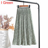 Women Chiffon Pleated Skirt Elastic High Waist Summer Print Casual Midi Long Skirt