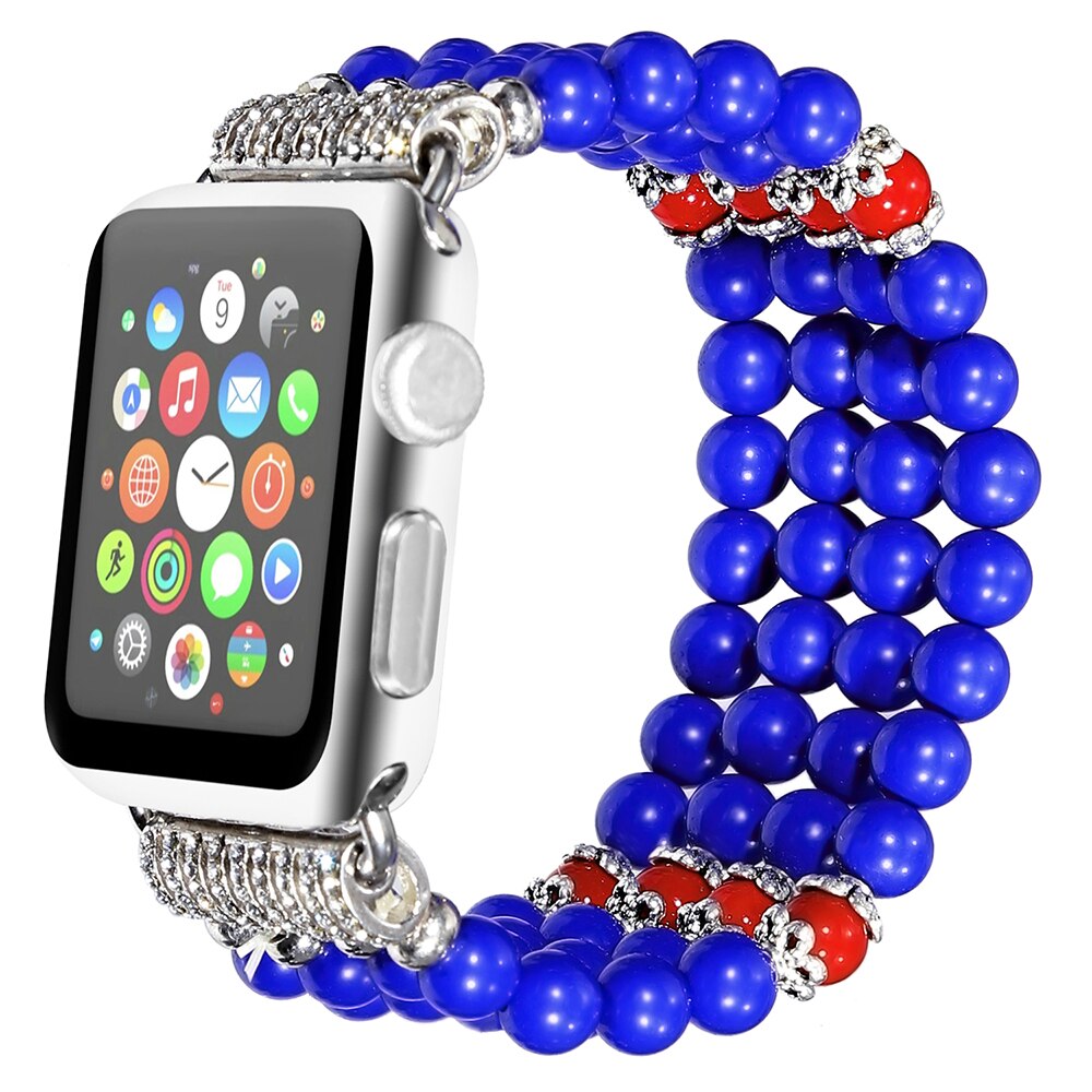 Blue Bracelet Bands for Apple Watch Strap 38mm 40mm 42mm 44mm Replacement Beaded Bling Rhinestone Wristband Dressy Strap Woman