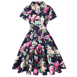 Green Summer Women Swing Midi Dress Parrot Printed Hepburn Style Sundress Short Sleeve Party 50s Casual Rockbilly Dresses