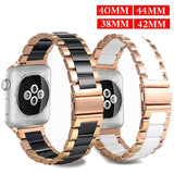 Watchband for Apple Watch 5 4 38mm 42mm 40mm 44mm Stainless Steel Ceramic Strap Luxury Women Band Bracelet for iWatch 5 4 3 2 1
