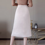 Ladies Elegant Long Spring Office Style Single-breasted All-match Women High Waist A-line Skirt