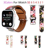 printing leather watchband for apple watch band SE 6 5 4 40mm 44mm Women&#39;s belt bracelet bands for iWatch Strap series 3 38/42mm