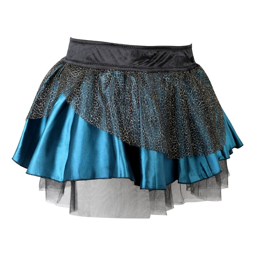 Women Multilayer Sexy Peacock Mesh Lace Pleated Tulle Mini Tutu Skirt Adult Fashion Party Dance Skirts Black/Blue Plus Size