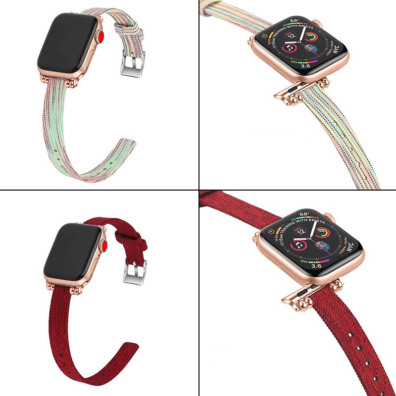 Canvas Women&#39;s nylon Strap for iWatch Series 6 3 38/42mm Belt Wristband Bracelet for Apple Watch Band 6 SE 5 4 40/44mm Watchband