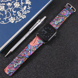 Band for apple watch 5 4/3/2/1 38MM 40MM Floral Paragraph Leather Replacement Strap for Apple iWatch Series 5 4/3/2/1 42 44MM