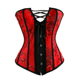 Women Sexy Brocade Floral Lace Up Corset Waist Cincher Body Shaper Vintage Plum Flowers Overbust Corset Bustier Lingerie Top
