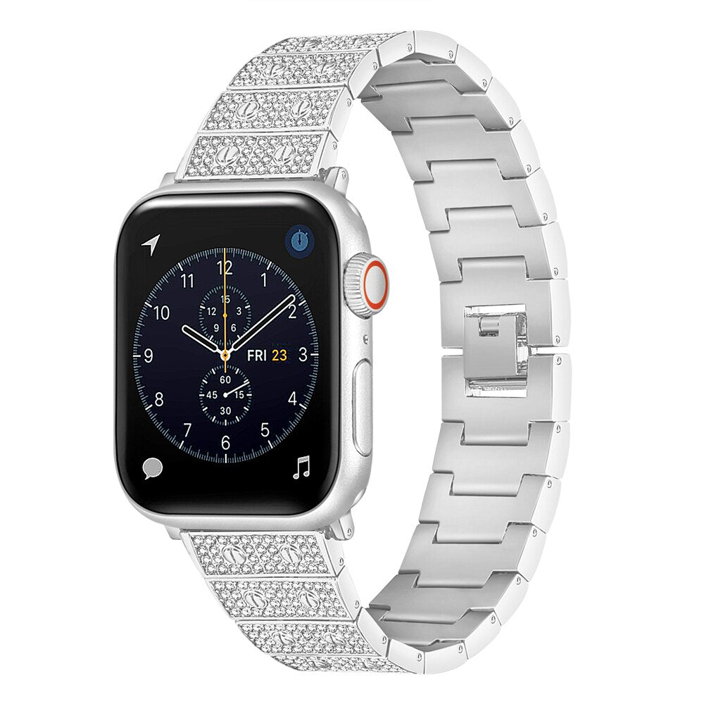 Compatible with Apple Watch Band 7 41mm 45mm Metal Strap for