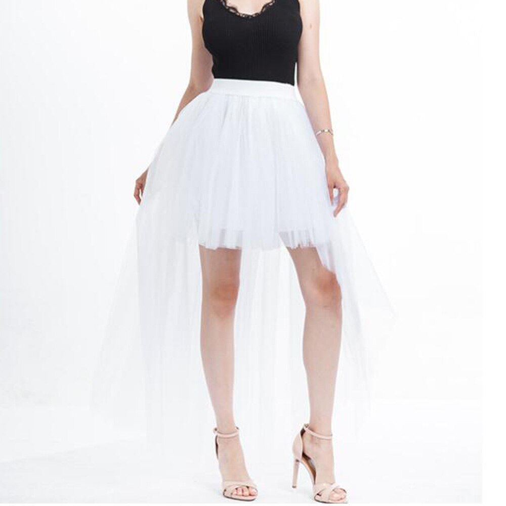 Irregular Tulle Women Summer HLong Party Petticoat Casual Style Punk Goth Black igh Waist Skirt