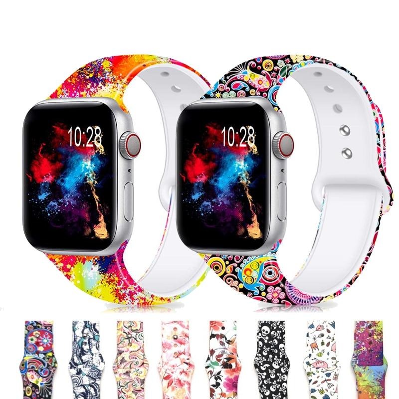 Printed Silicone Band for Apple Watch Soft Silicone Sport Strap