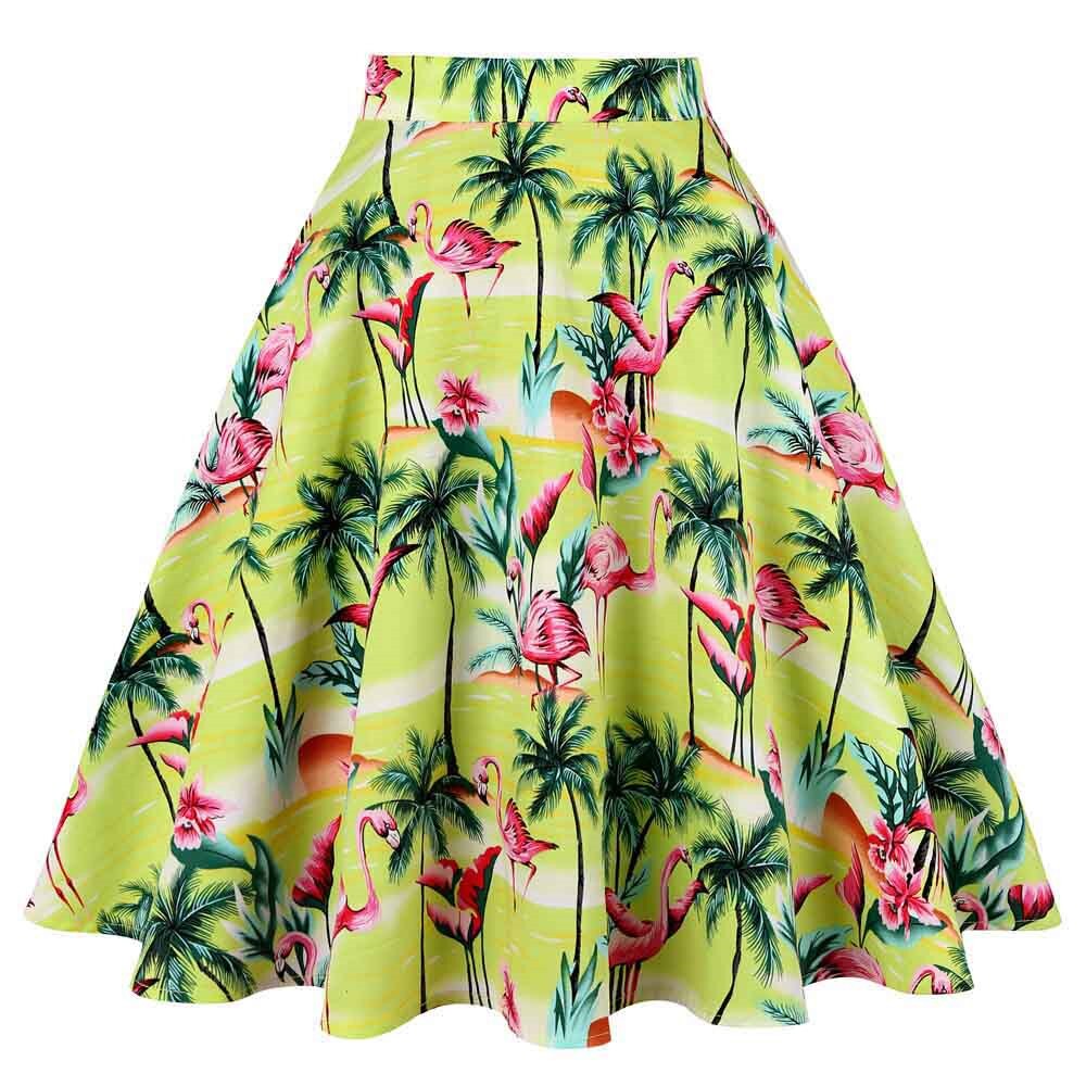 Harajuku Summer Casual Women Skirt 50s 60s Cotton Big Swing Pin Up Rockabilly Vintage Short School Skirts Saia Feminina