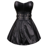 Sexy Corset Gothic Slimming Body Shaper Pole Dancing Party Mini Dress Faux Leather Corselet Plus Size Corsets Bustiers Dress