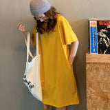 Women Casual Loose Solid T Shirt  O Neck Mini Dress Batwing Short Sleeve Basic Dresses Vestidos