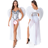 Halloween Party Cosplay Costume Adult Sexy Angel wings White Feather cosplay Dance Stage Show Masquerade Fancy Outfits