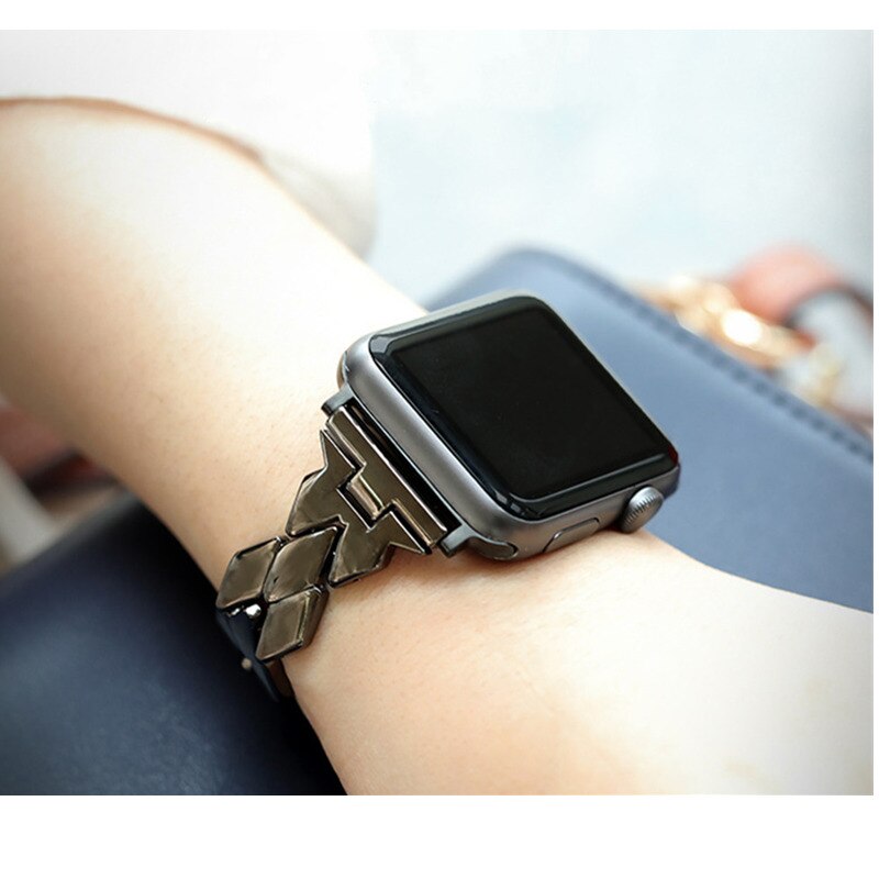 Rhombic strap for Apple watch band 44mm 40mm 38mm Metal belt watchband correas stainless steel bracelet iWatch series 3 4 5 se 6