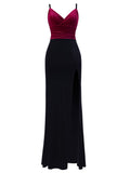 V-neck Sexy Club Dress Sleeveless High Split Occasion Dress Strapless Lady Party Prom Gowns Velour NightClub Robe