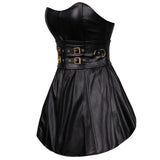 Sexy Corset Gothic Slimming Body Shaper Pole Dancing Party Mini Dress Faux Leather Corselet Plus Size Corsets Bustiers Dress