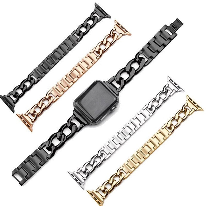 Women bracelet Strap for Apple Watch 7 6 SE 5 4 3 Stainless Steel band for iwatch 40mm 44mm 41mm 45mm Metal Watchband