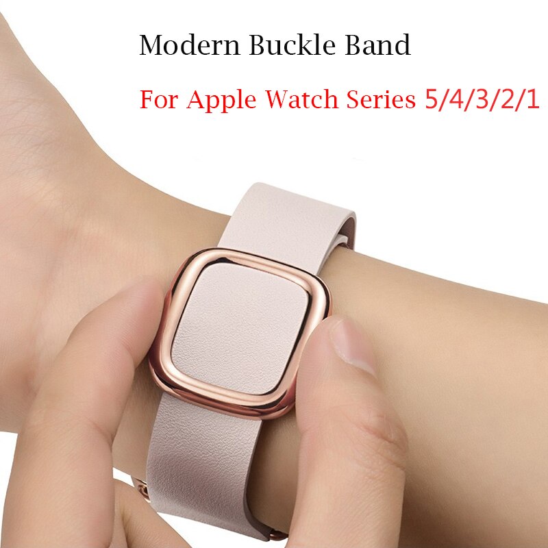Leather loop bracelet Modern Buckle Band For Apple Watch Series 5 4 40mm/44mm bracelet strap for iWatch Series 3/2/1 38mm/42mm