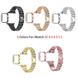 Diamond stainless steel strap With cover for apple watch strap 6 SE 5 4 44mm 40mm iWatch Bands 6 3 38mm 42mm Bracelet watchband