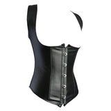 Sexy Personal Straps Steam Gothic Spiral Steel Boned Bustier Top Plus Size Body Shapewear Vest PU Leather Underbust Corset