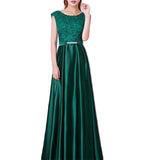 Elegant Evening Dress Long Appliques Lace Banquet Party Dress Stunning Satin Prom Dress