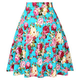 Plus Size 50s Swing Women Skirt A Line High Waist Cotton Ladies Rockabilly School Casual Vintage Skirts Womens Falda Mujer