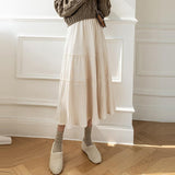 Women Casual Long Spring Korean Style Vintage Corduroy High Waist Ladies Elegant A-line Skirt