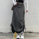 Vintage Cargo Skirts Casual Long Maxi Skirts Harajuku Y2k Aesthetic Streetwear Loose Korean Skirts Fairy Grunge Gothic