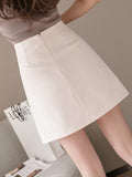 High Waist Women Summer Korean Style Solid Color All-match Ladies Elegant A-line Mini Skirt