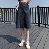 New Maxi Jeans Women Denim Long Summer Vintage Side Split Denim Maxi Skirt