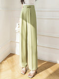 High Waist Summer Elegant Office Lady Wide Leg Suit Pants Solid Color All-match Women Long Pants