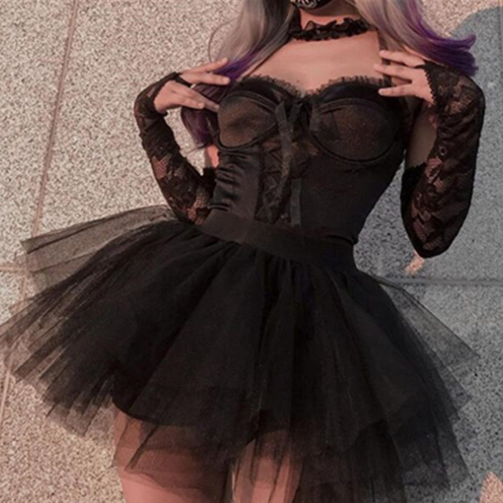 Gothic Emo Alt Hippie High Waist Mini Pleated Skirts Goth Punk