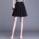 Retro Tulle Women Summer Korean Skirt Streetwear Ladies Mesh Casual Ball Gown Saia Short Skirts