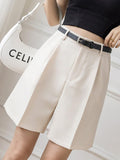 Women Summer Casual Fashion Korean Style All-match High Wasit Ladies Elegant Tailored Short Pants