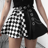 Dark Mall Goth Plaid Mini Skirt y2k Fairy Grunge Hippie Gothic Punk Vintage Aesthetic Black Skirt