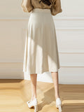 High Waist Long Women Spring Korean Style All-match Single-breasted Ladies Elegant A-line Skirt