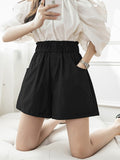 High Waist Casual Women Summer Korean Style All-match Solid Color Ladies Short Pants