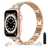 Diamond Strap for Apple Watch Band 7 6 41mm 45mm 38/42mm 40/44mm Women&#39;s Jewelry Metal Bracelet for iWatch Series 7 SE 5 3 Bands