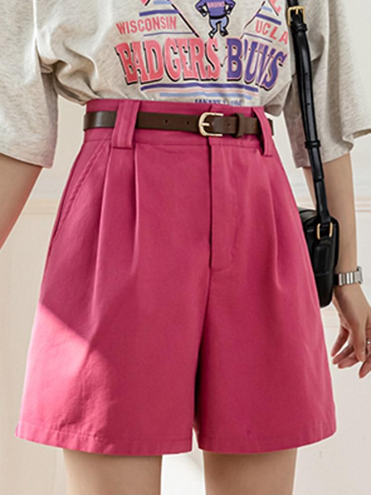 High Waist Casual Women Comfortable Cotton Solid Color All-matched Loose Short Pants