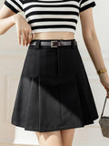 High Waist Casual Women Solid Color A-line Summer All-matched Mini Shorts Skirts