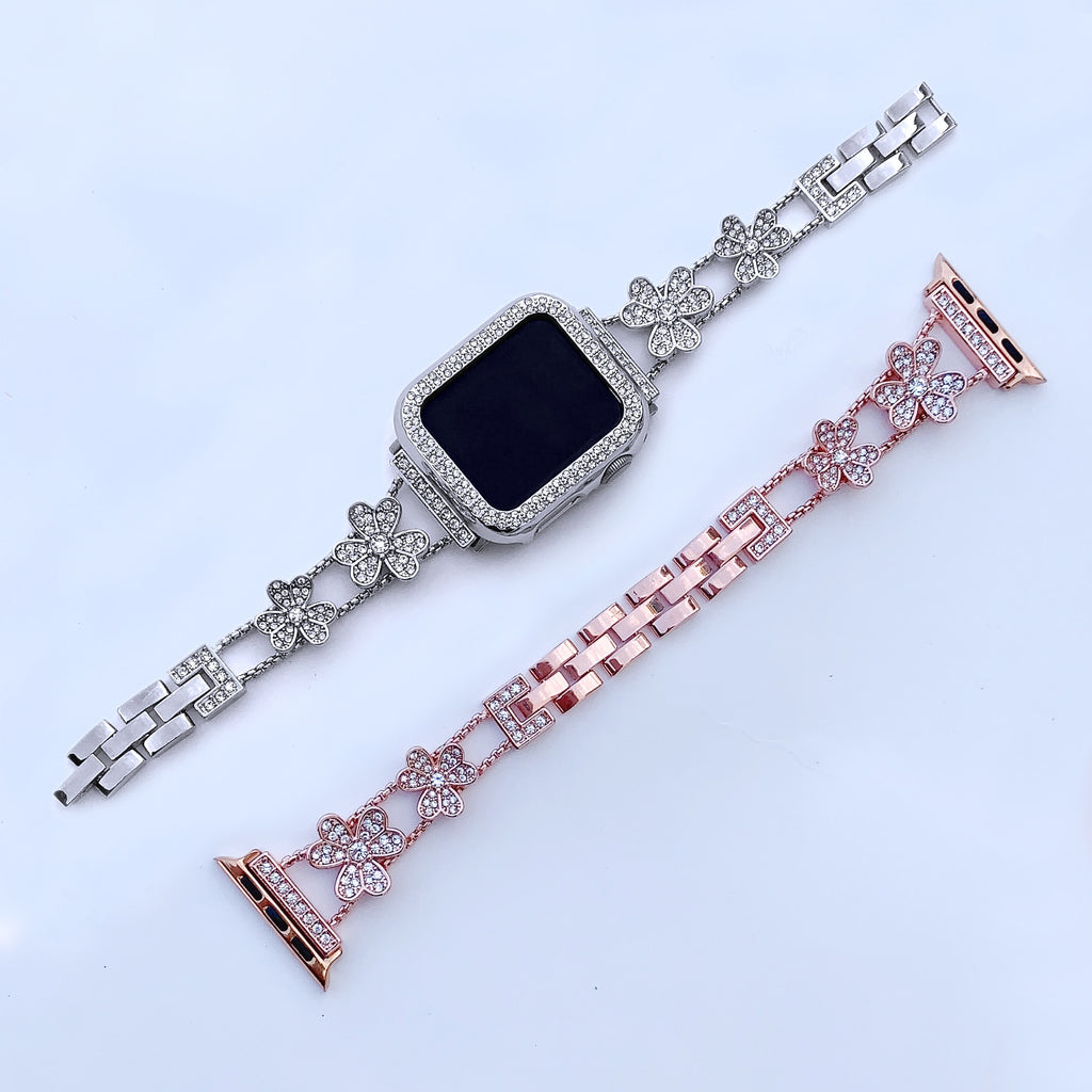 Diamond Steel Strap for Apple Watch Band 42mm 38mm Women Jewelry Wristband Bracelet for IWatch 40mm 44mm 41mm Series 7 6 SE 5 4