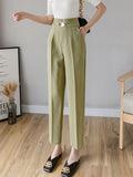 High Waist Pencil Pants Women Korean Style Solid Color All-match Ladies Elegant Ankle-length Pants