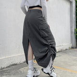 Vintage Cargo Skirts Casual Long Maxi Skirts Harajuku Y2k Aesthetic Streetwear Loose Korean Skirts Fairy Grunge Gothic