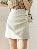 High Waist Women Summer Korean Style All-match Solid Color Office Ladies Elegant Short Skirt