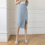 High Waist Pencil Skirts Women Spring Office Style All-match Furcal Ladies Elegant A-line Long Skirt