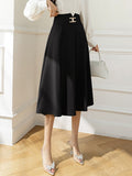 Ladies Elegant Spring Korean Style All-match Big Swing High Waist Women Long A-line Skirt