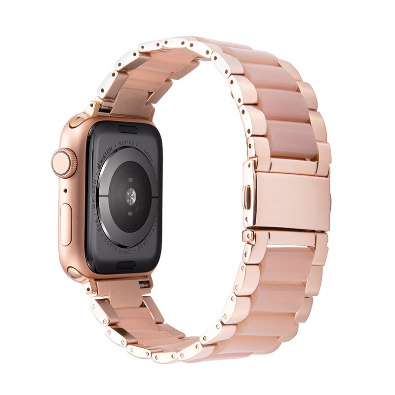 Resin strap Band For Apple Watch 6 5 4 3 2 44mm 40mm metal steel Bracelet For iWatch watchBand Replacement Series 6 5 4 3 Correa