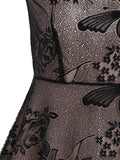 Black 1950s Lace Butterfly Swing Dress