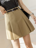 High Waist Women Summer Korean Style All-match Ladies Elegant Pleated Casual A-line Short Skirt