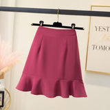 High Street Elegant Women Fishtail Skirt Summer Korean Style High Waist Wrap Hip Mini Short Skirt
